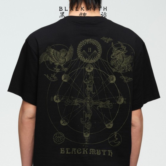 Black Myth Wukong Day Moon Geometric Cotton Short Sleeve T-Shirt